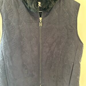 Sport Haley Navy Vest with Faux Fur Collar